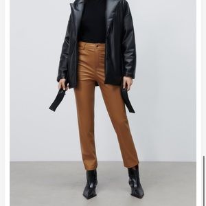 Faux leather mom fit pants // ZARA